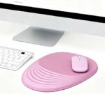 Kit souris sans fil Bluetooth + 2,4G et tapis XL ergonomique avec repose-poignet - Rose – Image 2