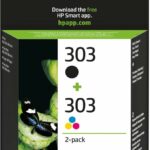 Pack de 2 cartouches d'encre HP 303 - Noir + Tri-couleur - Compatible Envy Photo, Tango