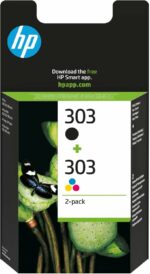 Pack de 2 cartouches d'encre HP 303 - Noir + Tri-couleur - Compatible Envy Photo, Tango