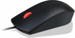 Souris optique Lenovo Essential - USB filaire, 1600 dpi, ambidextre, noire