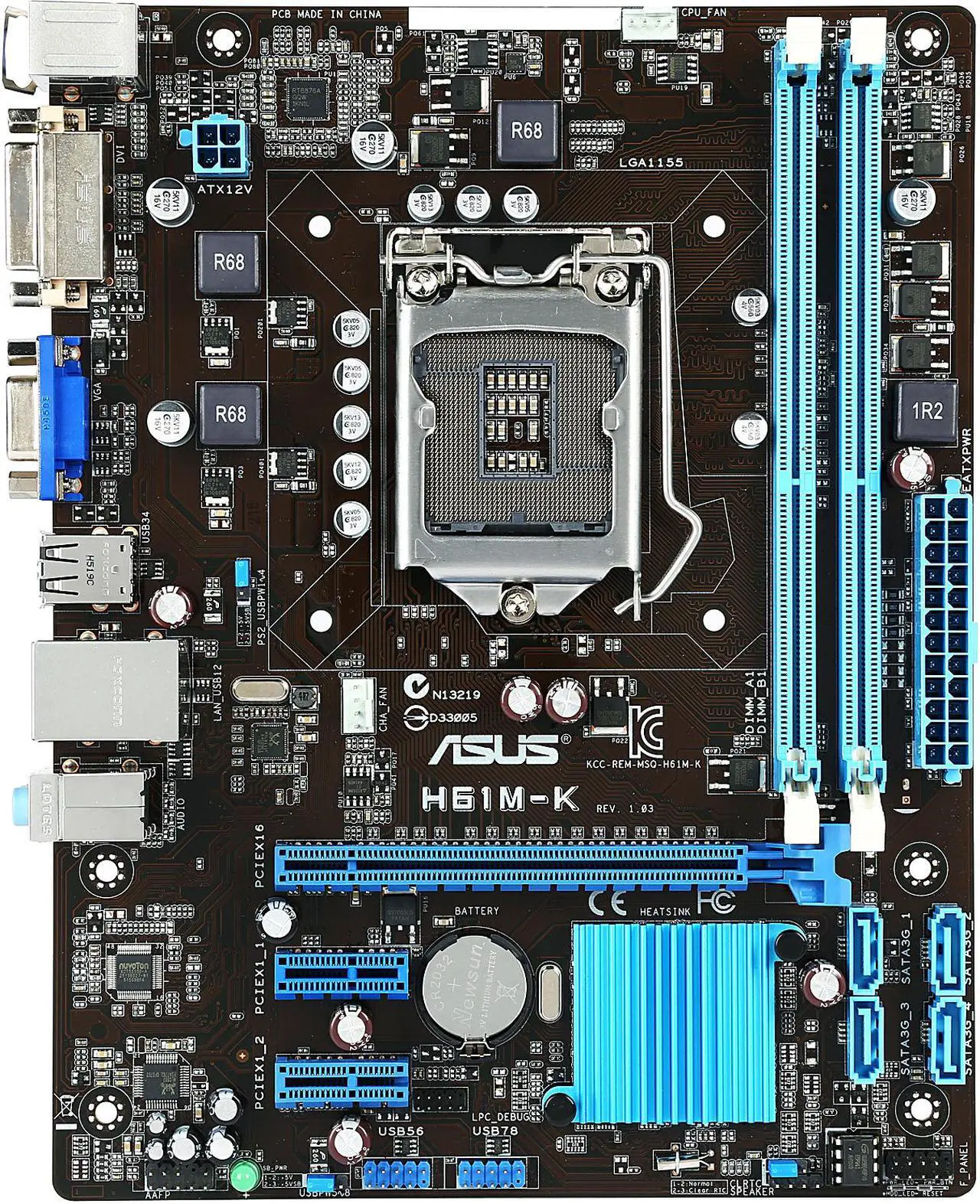 3b8adcf5-ef12-4d90-bb26-ba36ab0a4ccb.webp Carte mère ASUS H61M-K - Micro ATX LGA 1155 Intel H61 DDR3 SATA III – Image 1