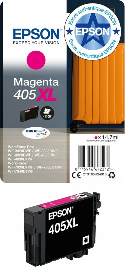 Cartouche d'encre Epson 405XL Magenta XL - Haute capacité 1100 pages DURABrite Ultra