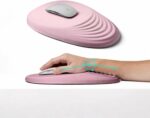 Kit souris sans fil Bluetooth + 2,4G et tapis XL ergonomique avec repose-poignet - Rose – Image 6