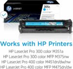 Cartouche toner laser HP 305A CE411A Cyan - 2 600 pages - LaserJet Pro 300/400 – Image 2