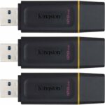 Clé USB Kingston 128 Go USB 3.2 - Lot de 3 avec capuchon et porte-clés