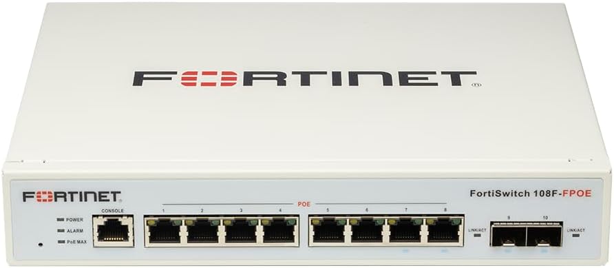 d1c336f2-8470-496d-9e3d-f38f32b83367-2.jpg Switch réseau Fortinet 8 ports GE PoE+ - 2 SFP, 1 RJ45, gestion L2+, fanless – Image 1