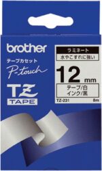 Ruban d'étiquetage Brother P-touch laminé 12 mm - Noir sur blanc - Résistant