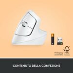 Souris ergonomique verticale Logitech Lift - Droitier - Sans fil Bluetooth/USB - Blanc – Image 9