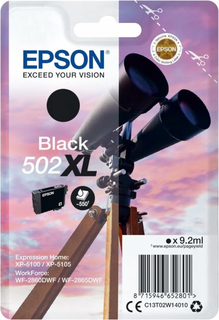 Cartouche d'encre noire XL Epson 502 - Haut rendement - WF-2860DWF WF-2865DWF