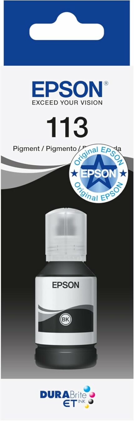 Bouteille d'encre pigmentée noire Epson EcoTank 113 - 127 ml - Impression économique