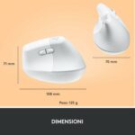 Souris ergonomique verticale Logitech Lift - Droitier - Sans fil Bluetooth/USB - Blanc – Image 10