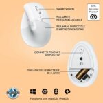 Souris ergonomique verticale Logitech Lift - Droitier - Sans fil Bluetooth/USB - Blanc – Image 7