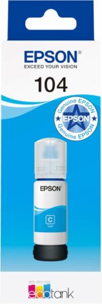 Bouteille d'encre cyan Epson EcoTank 104 - Haute capacité 7500 pages - Compatibilité ET-2710/2711...