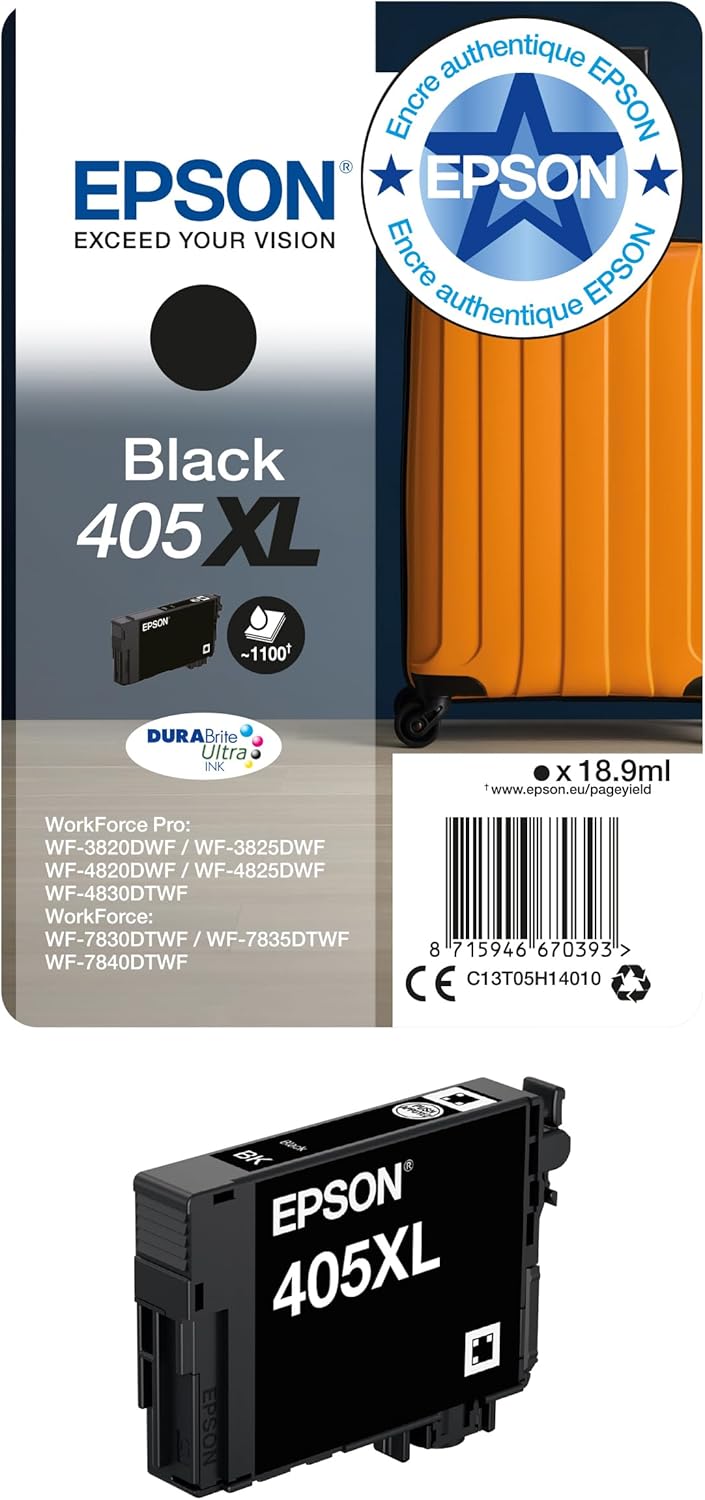 406ecd86-d9b4-45f0-9140-37e4f0d12f45.jpg Cartouche d'encre noire Epson 405XL XL DURABrite Ultra Ink - Haute capacité 1100 pages – Image 1