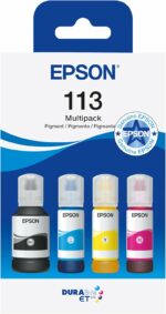 Pack de 4 bouteilles d'encre pigmentée Epson EcoTank - Multipack rendement élevé