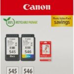 Pack cartouches encre Canon PG-545/CL-546 + 50 feuilles papier photo - Authentique
