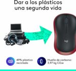 Souris sans fil Logitech M185 - Rouge - Ambidextre - Optique 1000 DPI - USB 10m – Image 3
