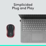 Souris sans fil Logitech M185 - Rouge - Ambidextre - Optique 1000 DPI - USB 10m – Image 4