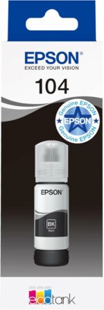 Flacon d'encre noir Epson EcoTank 104 – Rendement 4500 pages – Compatible imprimantes