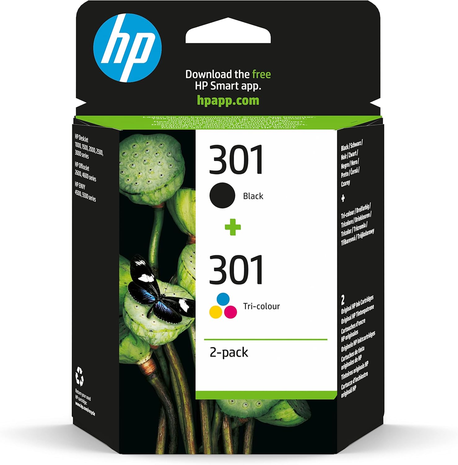 c02728df-0150-4e09-b270-fc870fa97aee-2.jpg Pack de 2 cartouches d'encre HP 301 - Noir et tricolore - Compatibilité DeskJet/ENVY/OfficeJet – Image 1