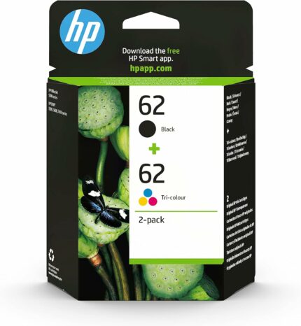 Cartouches d'encre HP 62 pack de 2 – Noir et tricolore – Compatibles HP ENVY/OfficeJet