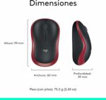 Souris sans fil Logitech M185 - Rouge - Ambidextre - Optique 1000 DPI - USB 10m – Image 5