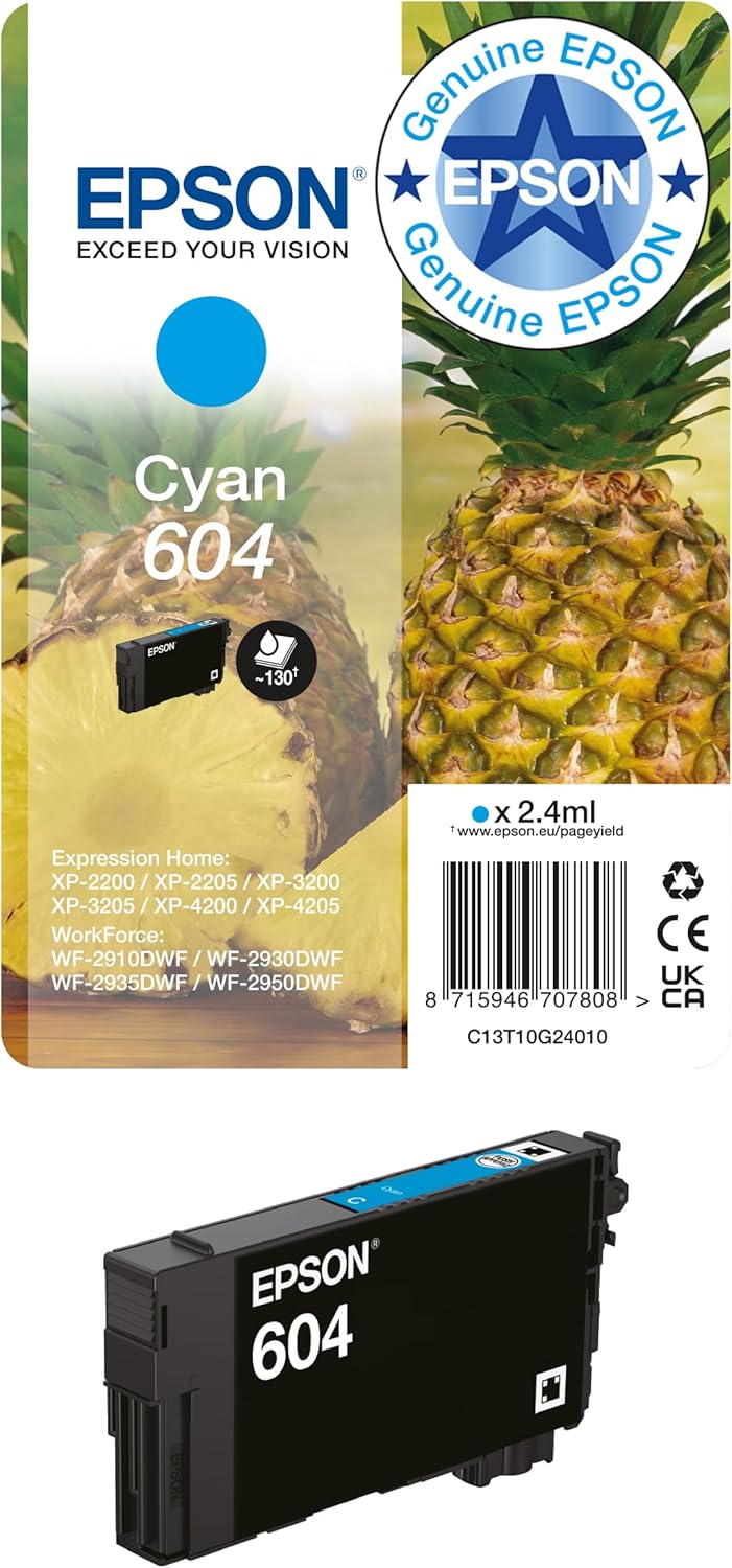 fd58f154-b12b-494f-a51b-8d51765dd824.jpg Cartouche d'encre jet d'encre Epson 604 Ananas cyan - Compatible imprimantes XP/WF – Image 1