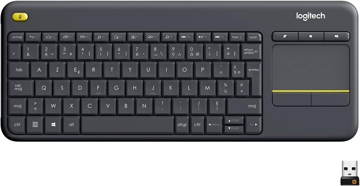 19fc4fb7-1721-4368-81a1-265b39858f86-4.jpg Clavier sans fil Logitech K400 Plus - Pavé tactile intégré - AZERTY - Noir – Image 1