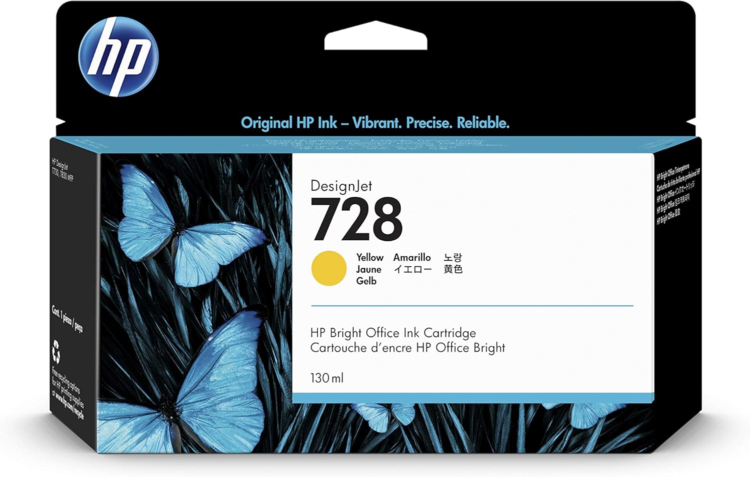 415d294f-c83e-4fe4-b5d2-b05efb24b6db.jpg Cartouche d'encre HP 728 jaune 130 ml - Traceur grand format DesignJet T730 T830 – Image 1