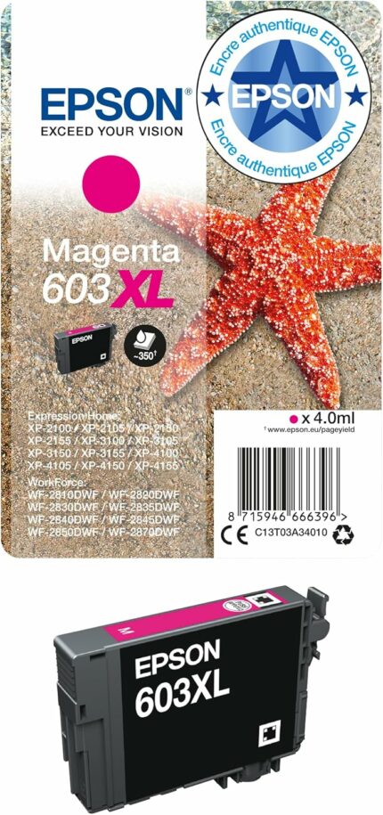 Cartouche d'encre Epson 603XL Magenta XL - Haute capacité - Compatible XP et WF