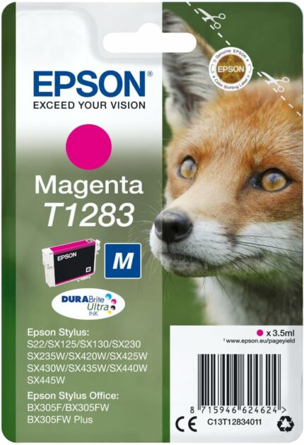 Cartouche jet d'encre magenta Epson T1283 - 3,5 ml - Compatible imprimante