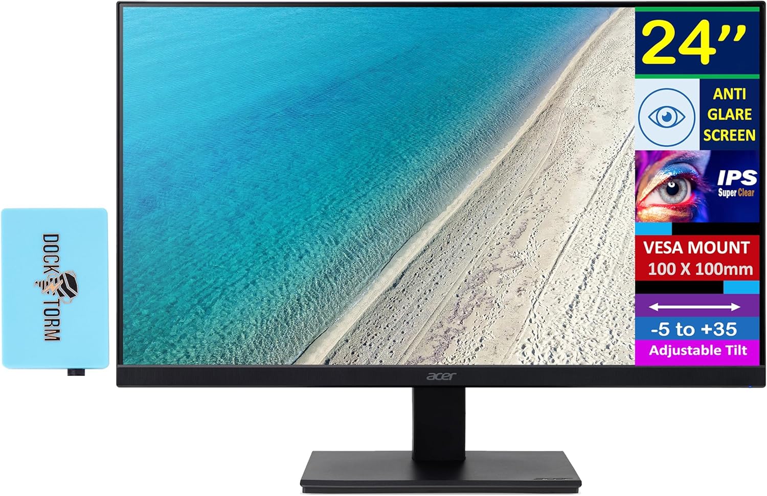 aed7749a-2dfa-48d0-b380-f40f5488db57.jpg Moniteur PC 24" IPS Full HD Acer - Anti-reflet, HDMI/VGA, haut-parleurs, ergonomique – Image 1