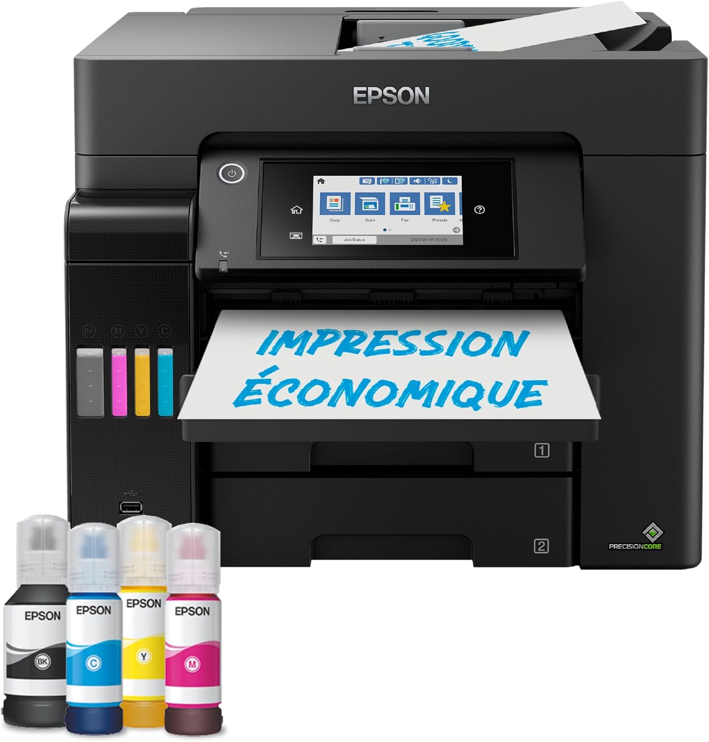 b43dd0d3-5173-4446-837f-46056360de3e.jpg Imprimante multifonction A4 Epson EcoTank ET-5855 - Wi-Fi, rapide, réservoirs d'encre - Noir – Image 1