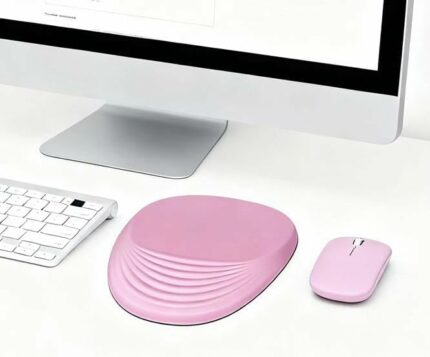 Kit souris sans fil Bluetooth + 2,4G et tapis XL ergonomique avec repose-poignet - Rose