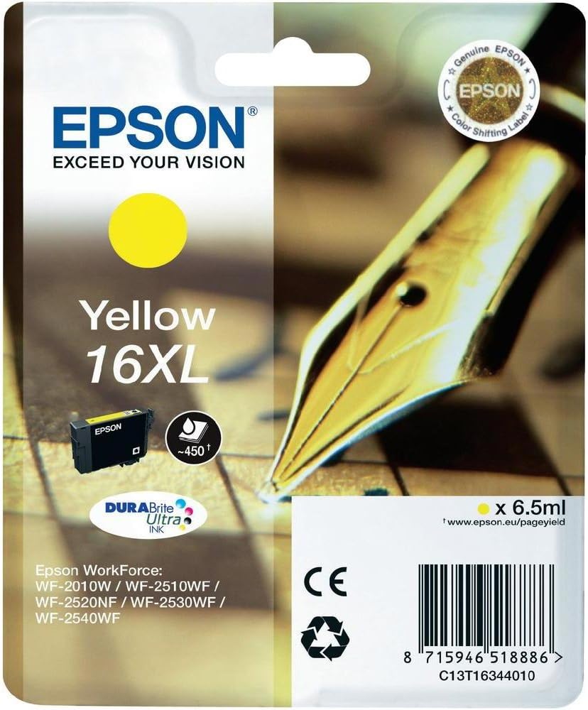 da3714a8-3689-4c07-8274-6a901402fadd.jpg Cartouche d'encre jaune Epson 16XL Durabrite XL - Rendement élevé - WorkForce WF-2510WF/2540WF – Image 1